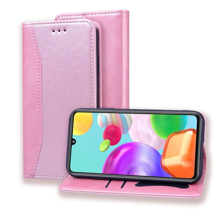 For Samsung Galaxy A41 Business Stitching Horizontal Flip Leather Case with Double Folding & Bracket & Card Slots & Photo Frame & Wallet