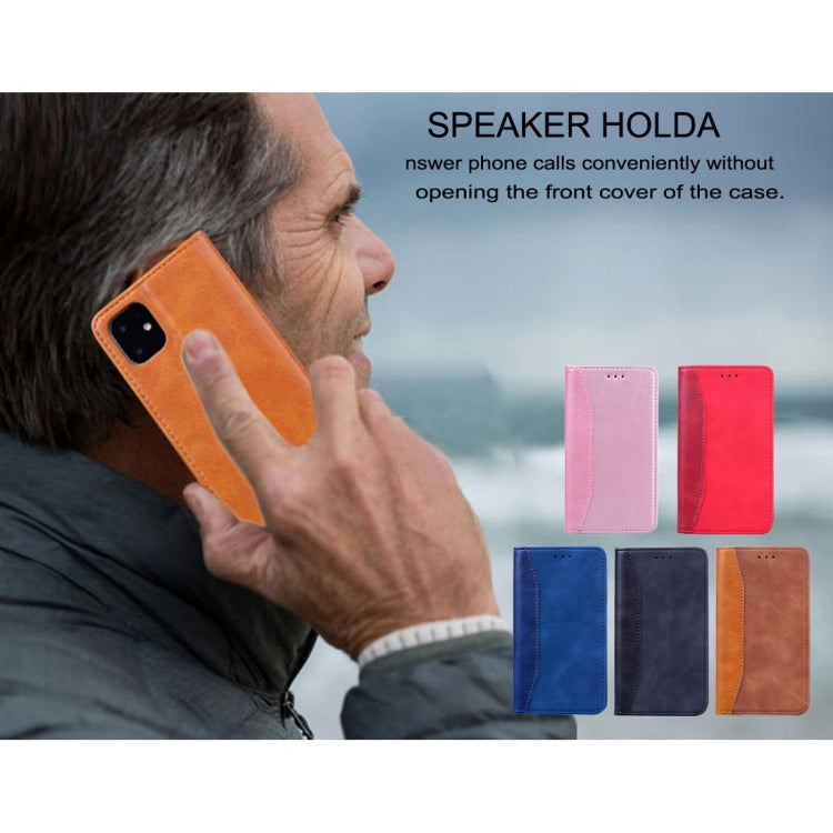 For Samsung Galaxy A41 Business Stitching Horizontal Flip Leather Case with Double Folding & Bracket & Card Slots & Photo Frame & Wallet