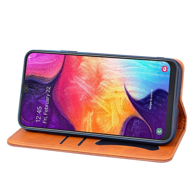 For Samsung Galaxy A50s / A50 / A30s Business Stitching Horizontal Flip Leather Case with Double Folding & Bracket & Card Slots & Photo Frame & Wallet