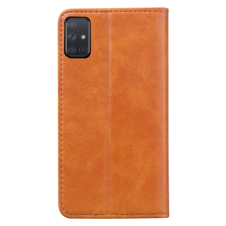 For Samsung Galaxy A51 Business Stitching Horizontal Flip Leather Case with Double Folding & Bracket & Card Slots & Photo Frame & Wallet