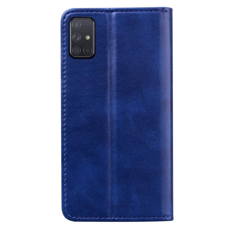 For Samsung Galaxy A51 Business Stitching Horizontal Flip Leather Case with Double Folding & Bracket & Card Slots & Photo Frame & Wallet