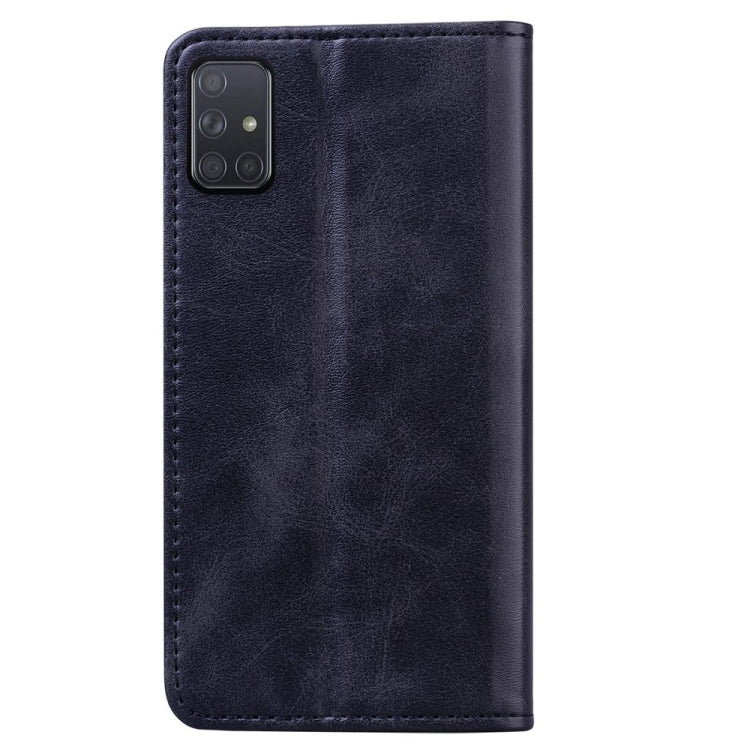 For Samsung Galaxy A51 Business Stitching Horizontal Flip Leather Case with Double Folding & Bracket & Card Slots & Photo Frame & Wallet
