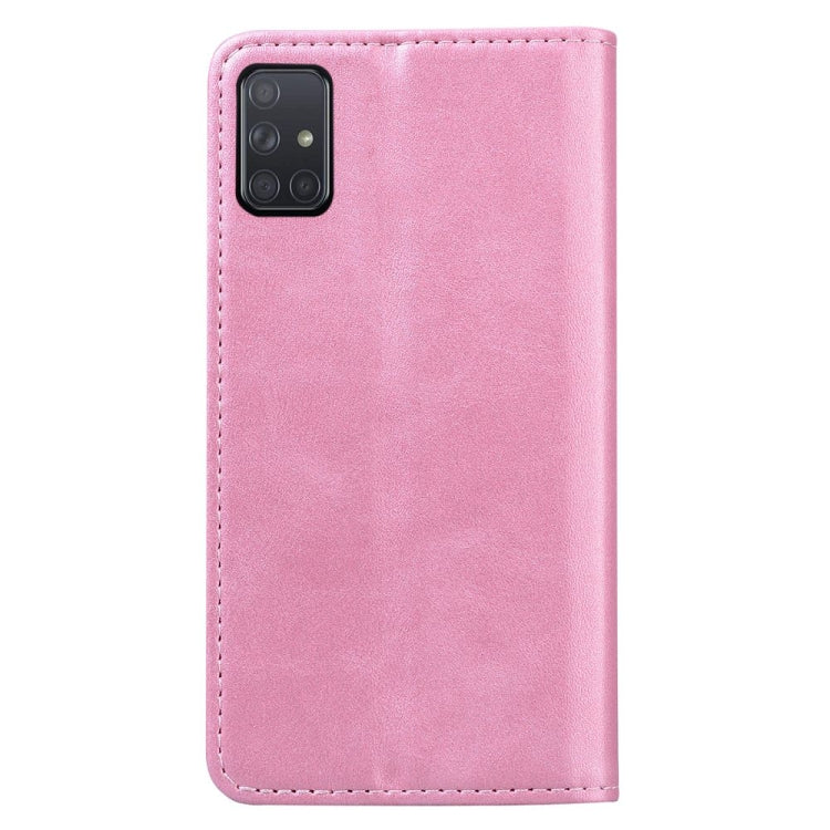 For Samsung Galaxy A51 Business Stitching Horizontal Flip Leather Case with Double Folding & Bracket & Card Slots & Photo Frame & Wallet