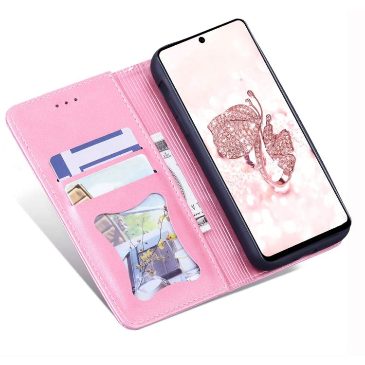 For Samsung Galaxy A51 Business Stitching Horizontal Flip Leather Case with Double Folding & Bracket & Card Slots & Photo Frame & Wallet