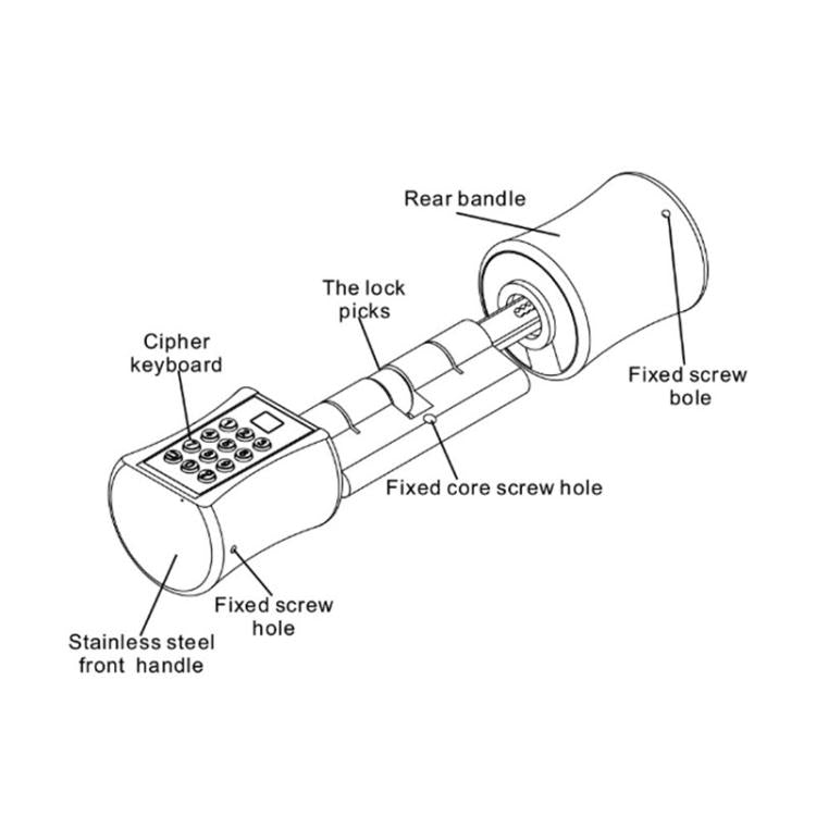 40+40mm Office Home Fingerprint Password Smart Lock Cylinder