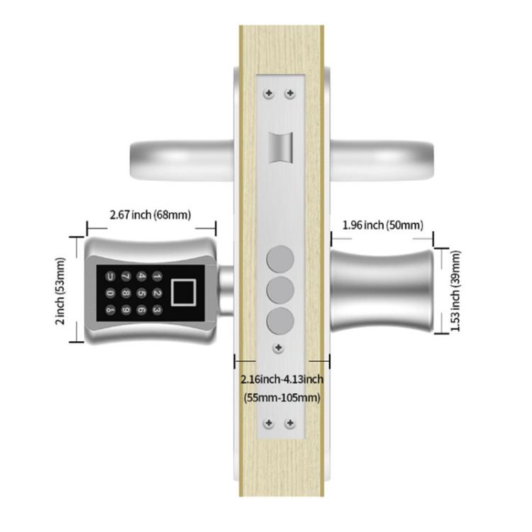 75+40mm Office Home Fingerprint Password Smart Lock Cylinder