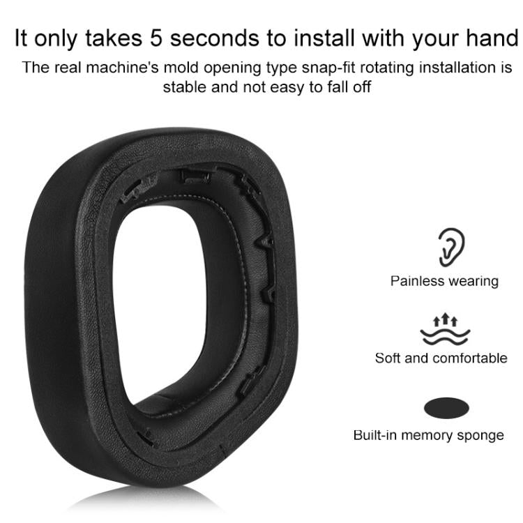 1 Pair Protein Leather and Ice Silk Cloth Replacement Earpads For Corsair HS80 Max / HS80 USB Wired / HS81 RGB - Black