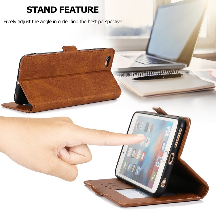 For iPhone 6 Plus Retro Magnetic Closing Clasp Horizontal Flip Leather Case with Holder & Card Slots & Photo Frame & Wallet