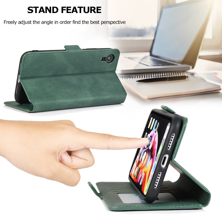 For iPhone XR Retro Magnetic Closing Clasp Horizontal Flip Leather Case with Holder & Card Slots & Photo Frame & Wallet