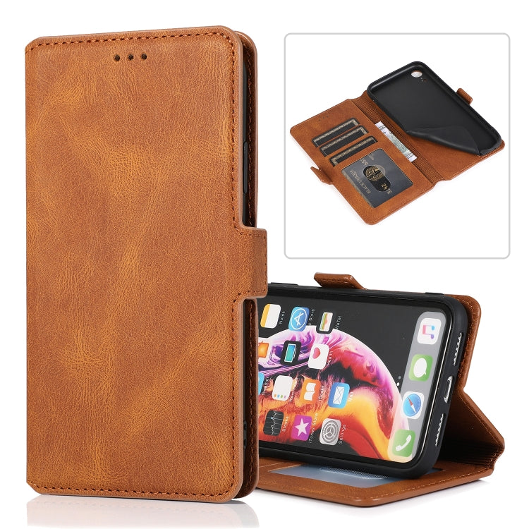 For iPhone XR Retro Magnetic Closing Clasp Horizontal Flip Leather Case with Holder & Card Slots & Photo Frame & Wallet