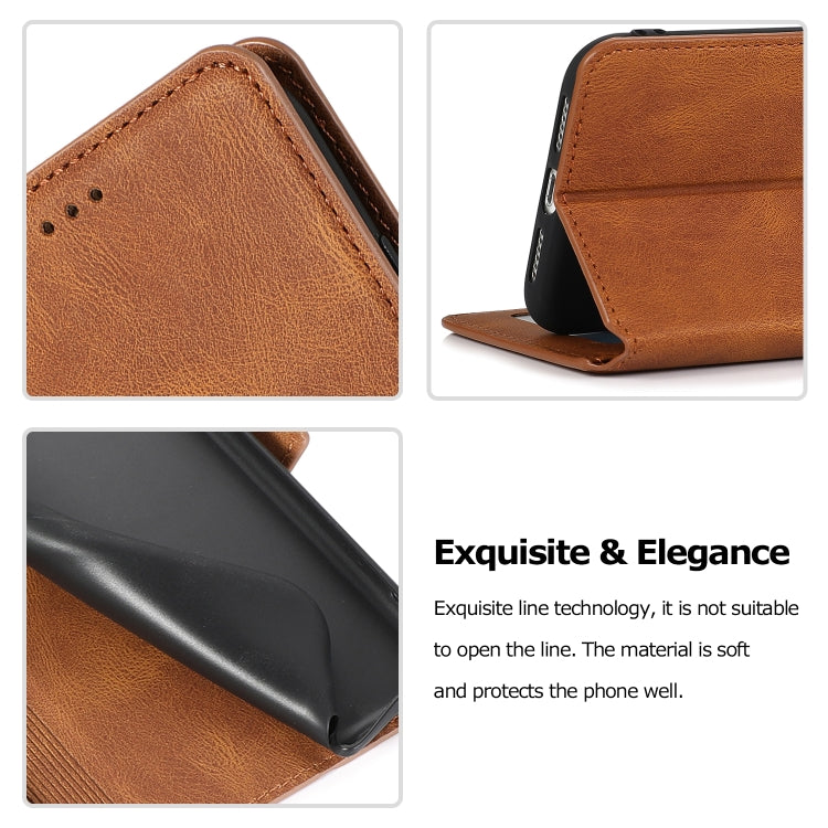 For iPhone XR Retro Magnetic Closing Clasp Horizontal Flip Leather Case with Holder & Card Slots & Photo Frame & Wallet