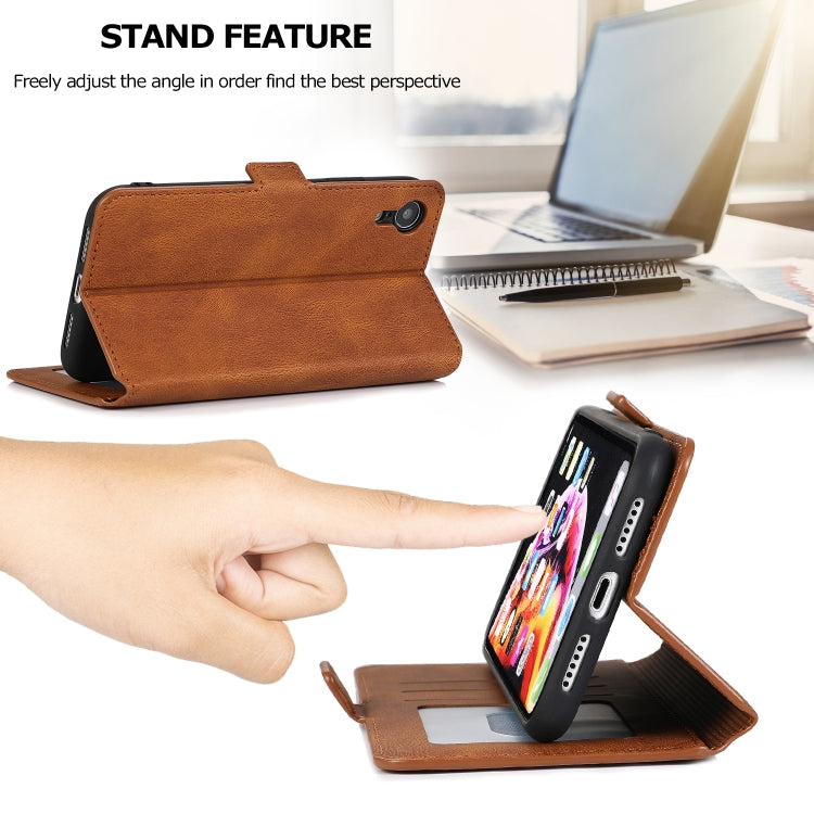 For iPhone XR Retro Magnetic Closing Clasp Horizontal Flip Leather Case with Holder & Card Slots & Photo Frame & Wallet