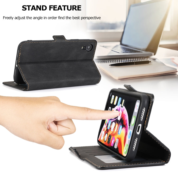 For iPhone XR Retro Magnetic Closing Clasp Horizontal Flip Leather Case with Holder & Card Slots & Photo Frame & Wallet