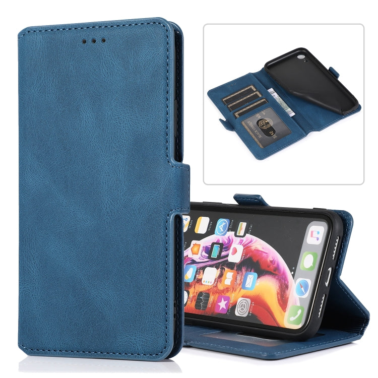 For iPhone XR Retro Magnetic Closing Clasp Horizontal Flip Leather Case with Holder & Card Slots & Photo Frame & Wallet