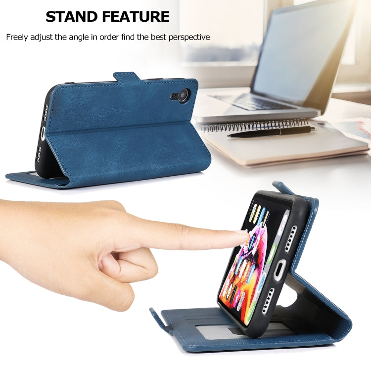 For iPhone XR Retro Magnetic Closing Clasp Horizontal Flip Leather Case with Holder & Card Slots & Photo Frame & Wallet