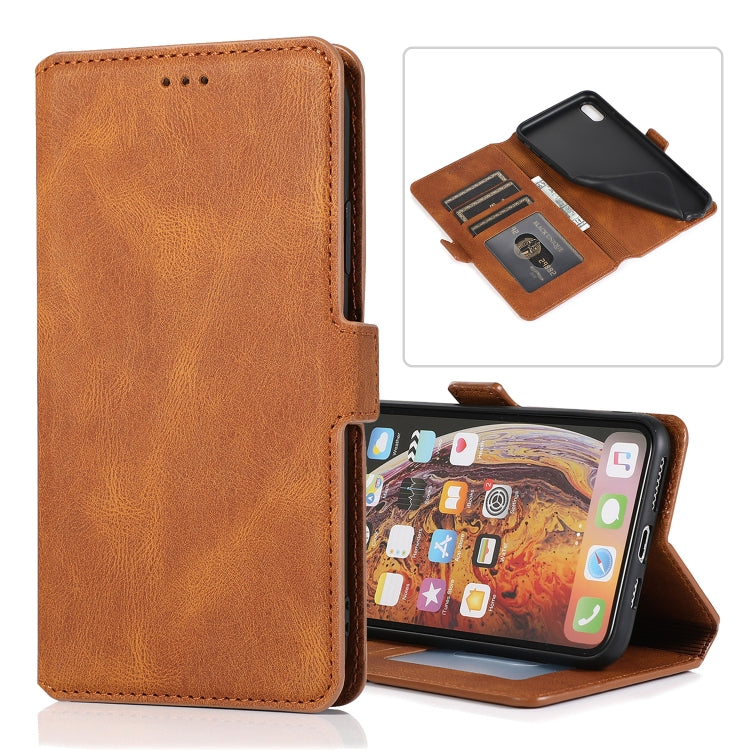 For iPhone XS Max Retro Magnetic Closing Clasp Horizontal Flip Leather Case with Holder & Card Slots & Photo Frame & Wallet