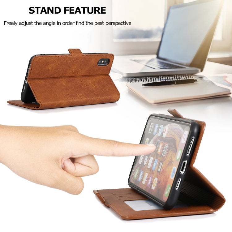 For iPhone XS Max Retro Magnetic Closing Clasp Horizontal Flip Leather Case with Holder & Card Slots & Photo Frame & Wallet