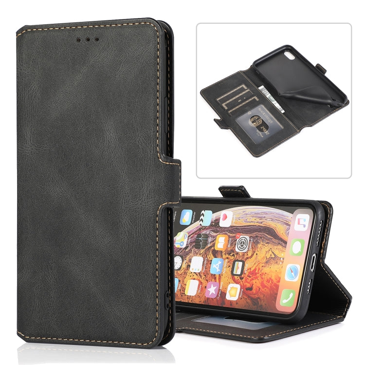 For iPhone XS Max Retro Magnetic Closing Clasp Horizontal Flip Leather Case with Holder & Card Slots & Photo Frame & Wallet