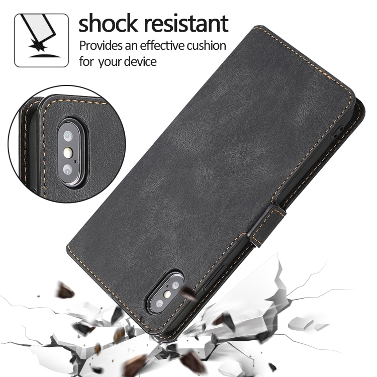 For iPhone XS Max Retro Magnetic Closing Clasp Horizontal Flip Leather Case with Holder & Card Slots & Photo Frame & Wallet