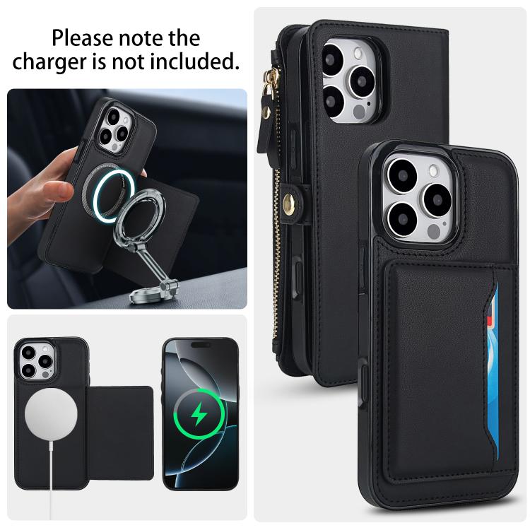 For iPhone 16 Pro Max Multifunctional Wallet Detachable Leather Phone Case with Lanyard