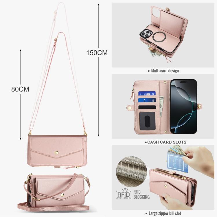 For iPhone 16 Pro Max Multifunctional Wallet Detachable Leather Phone Case with Lanyard
