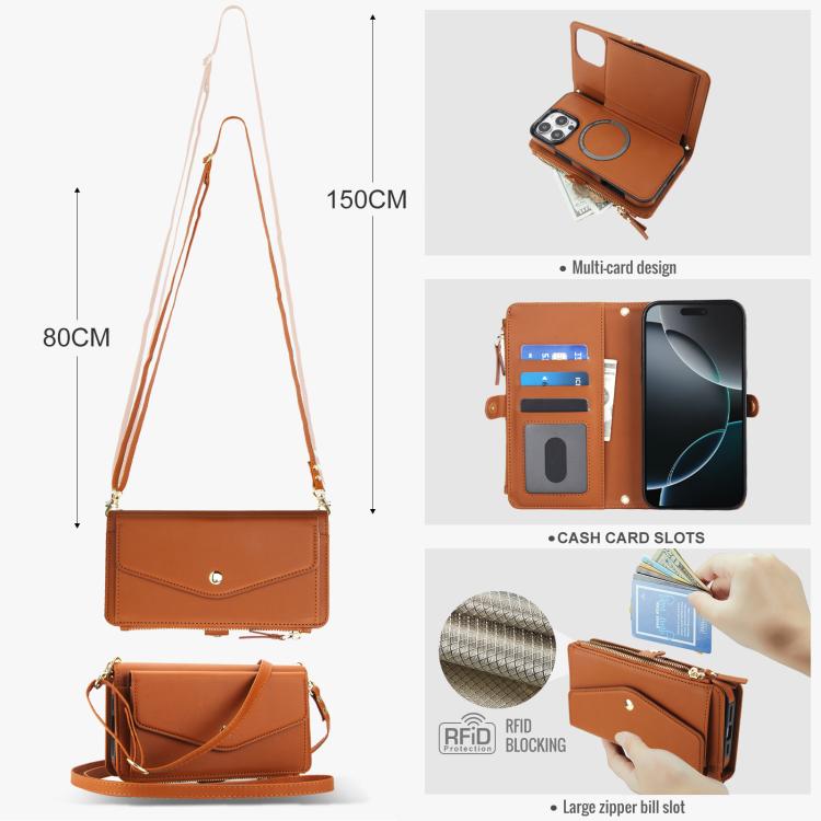 For iPhone 16 Pro Max Multifunctional Wallet Detachable Leather Phone Case with Lanyard