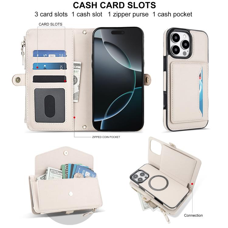 For iPhone 16 Pro Multifunctional Wallet Detachable Leather Phone Case with Lanyard