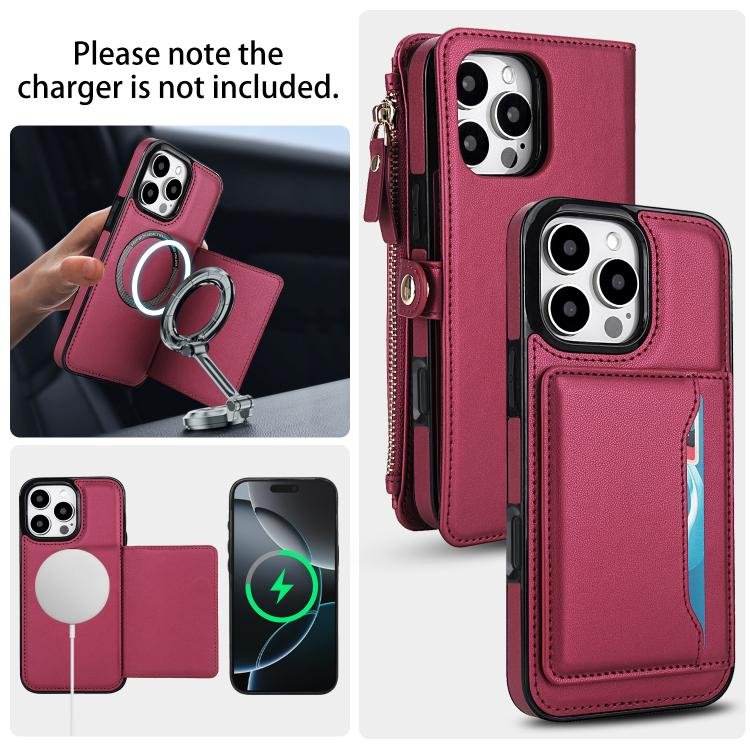 For iPhone 16 Pro Multifunctional Wallet Detachable Leather Phone Case with Lanyard