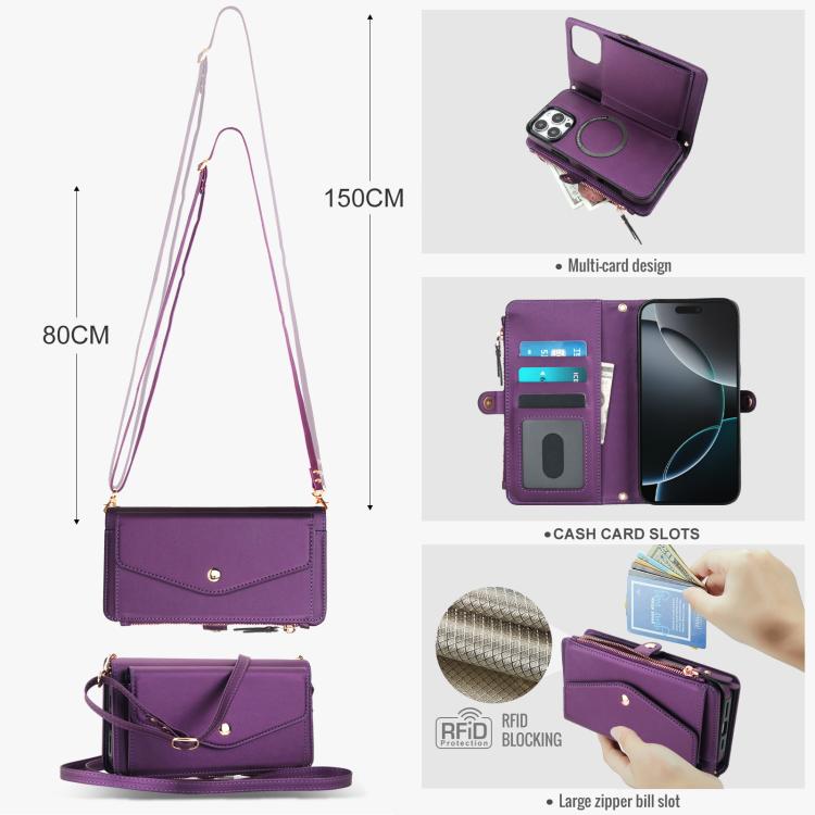 For iPhone 16 Pro Multifunctional Wallet Detachable Leather Phone Case with Lanyard