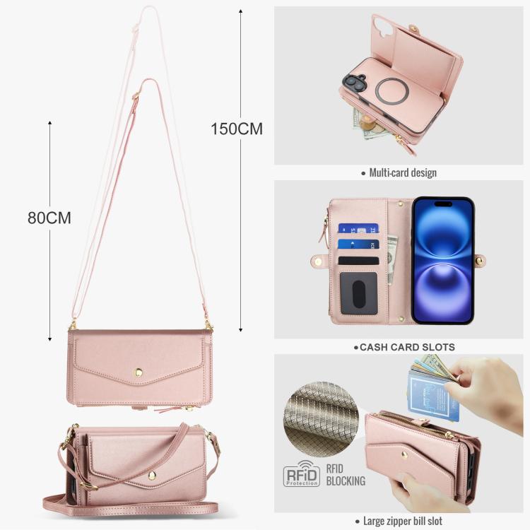 For iPhone 16 Plus Multifunctional Wallet Detachable Leather Phone Case with Lanyard