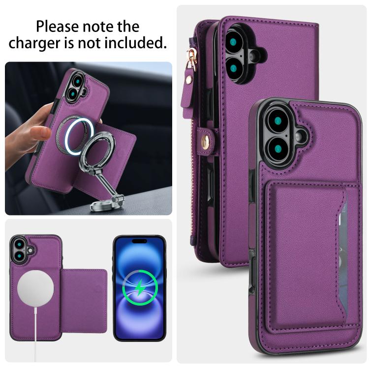 For iPhone 16 Plus Multifunctional Wallet Detachable Leather Phone Case with Lanyard