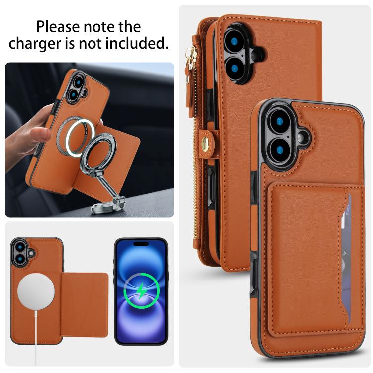 For iPhone 16 Plus Multifunctional Wallet Detachable Leather Phone Case with Lanyard