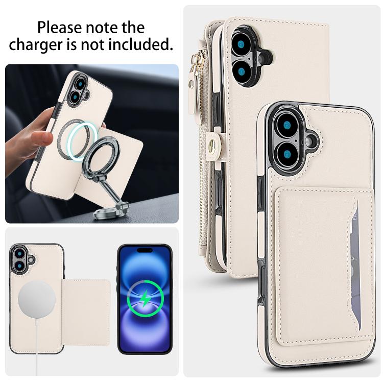 For iPhone 16 Multifunctional Wallet Detachable Leather Phone Case with Lanyard