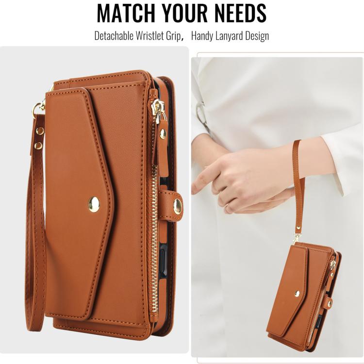 For iPhone 16 Multifunctional Wallet Detachable Leather Phone Case with Lanyard