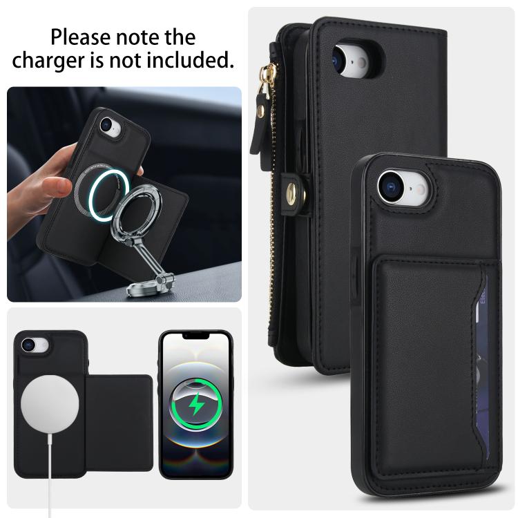 For iPhone 17e / 16e Multifunctional Wallet Detachable Leather Phone Case with Lanyard