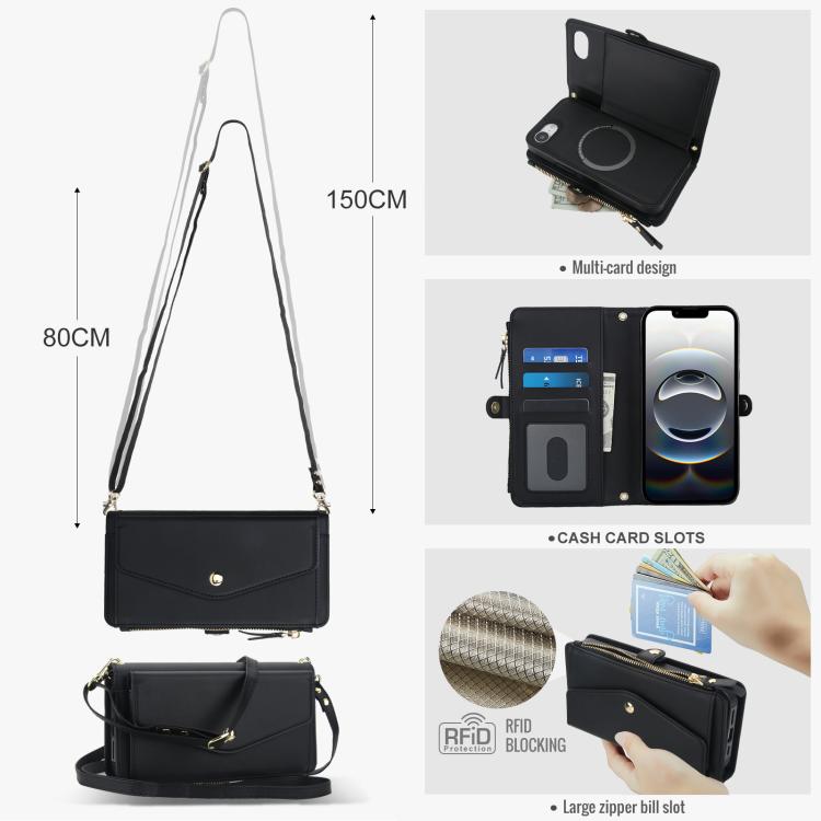 For iPhone 17e / 16e Multifunctional Wallet Detachable Leather Phone Case with Lanyard