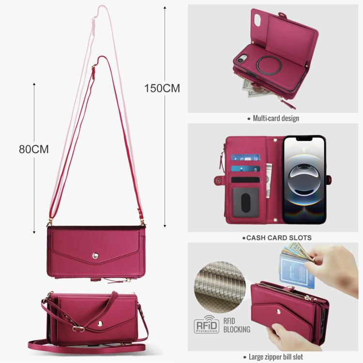 For iPhone 17e / 16e Multifunctional Wallet Detachable Leather Phone Case with Lanyard