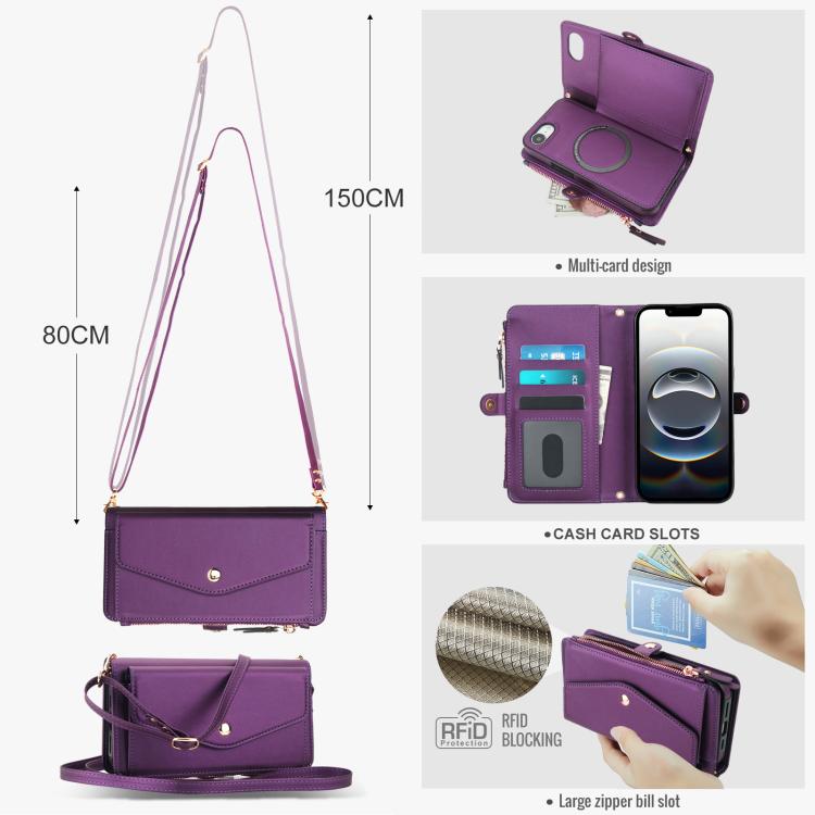 For iPhone 17e / 16e Multifunctional Wallet Detachable Leather Phone Case with Lanyard