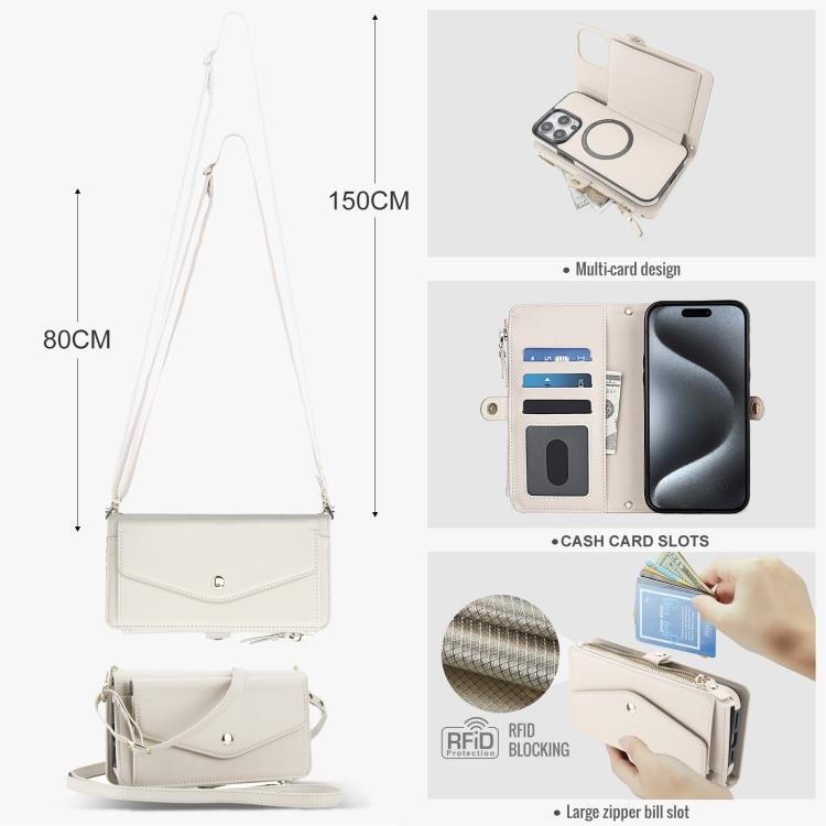 For iPhone 15 Pro Max Multifunctional Wallet Detachable Leather Phone Case with Lanyard
