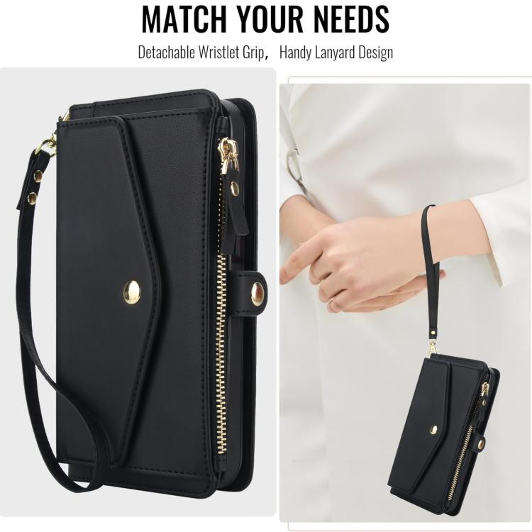 For iPhone 15 Pro Max Multifunctional Wallet Detachable Leather Phone Case with Lanyard