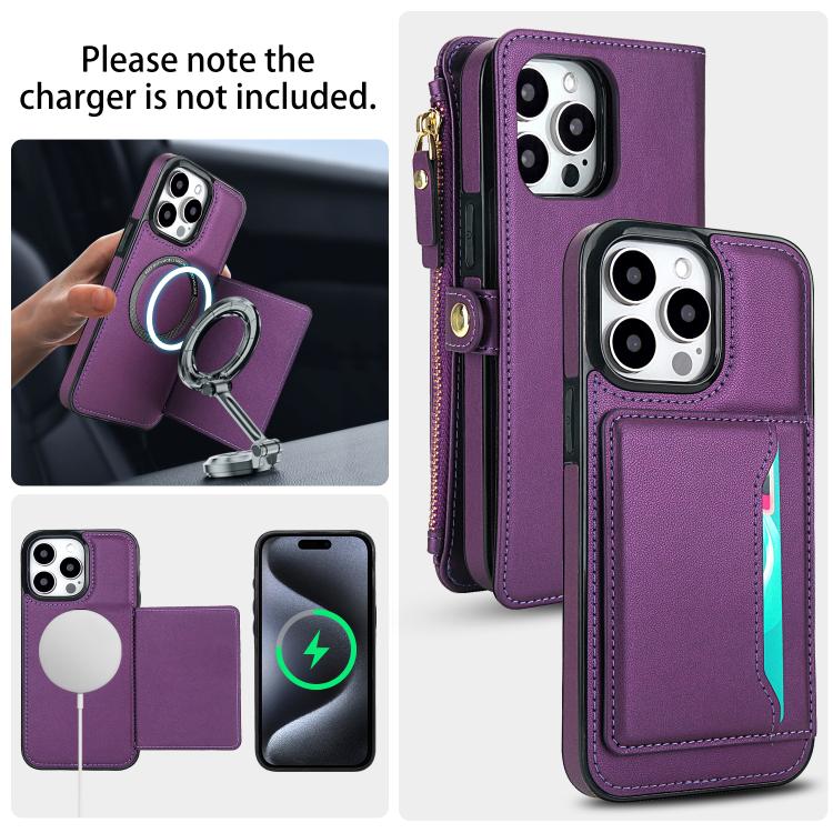 For iPhone 15 Pro Multifunctional Wallet Detachable Leather Phone Case with Lanyard