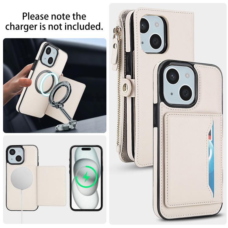 For iPhone 15 Plus Multifunctional Wallet Detachable Leather Phone Case with Lanyard