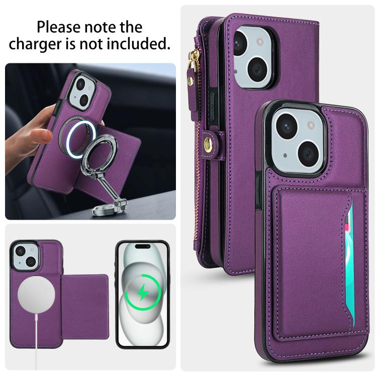For iPhone 15 Plus Multifunctional Wallet Detachable Leather Phone Case with Lanyard