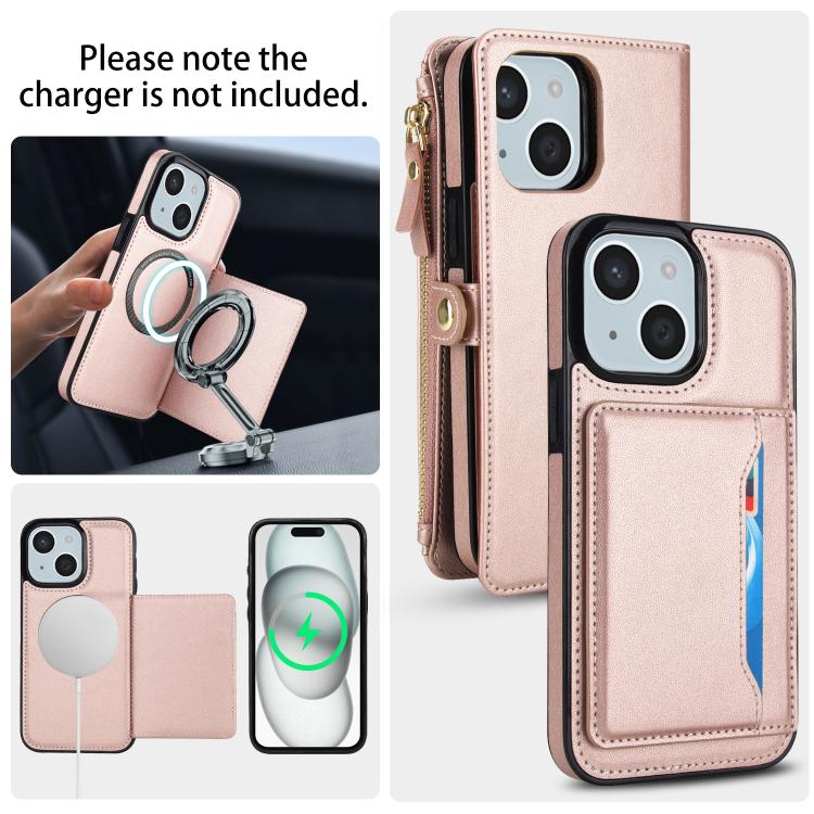 For iPhone 15 Multifunctional Wallet Detachable Leather Phone Case with Lanyard