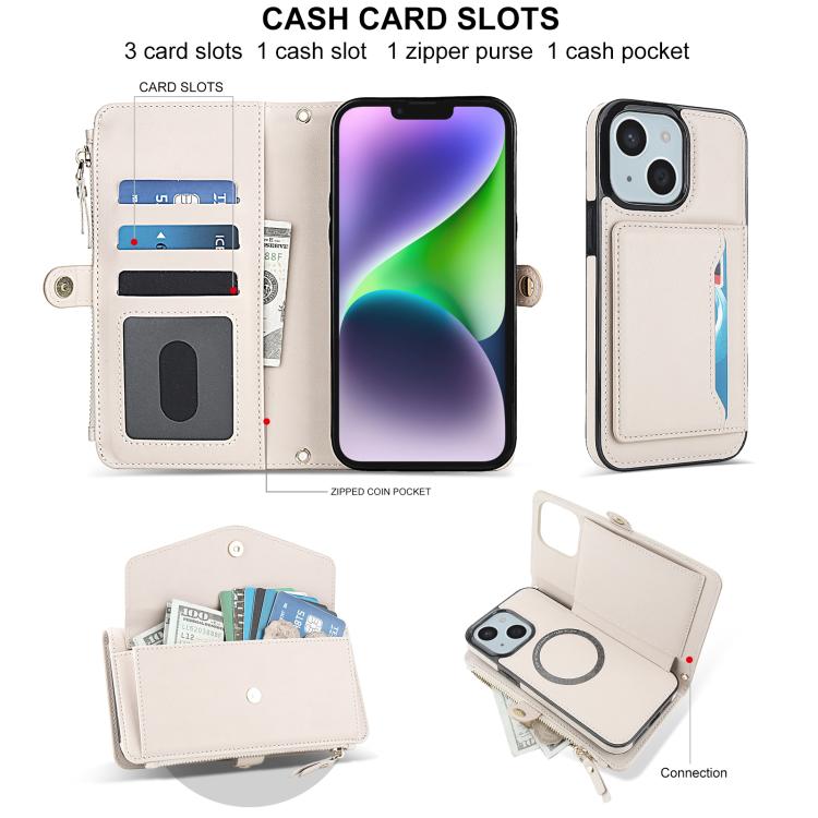 For iPhone 14 Plus Multifunctional Wallet Detachable Leather Phone Case with Lanyard