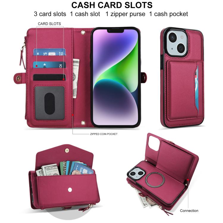 For iPhone 14 Plus Multifunctional Wallet Detachable Leather Phone Case with Lanyard