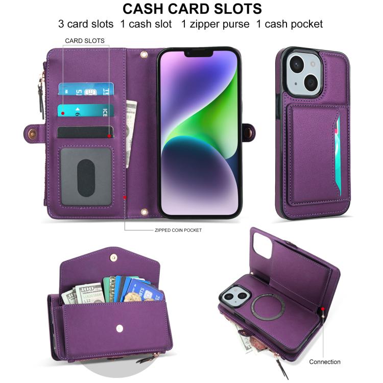 For iPhone 14 Plus Multifunctional Wallet Detachable Leather Phone Case with Lanyard