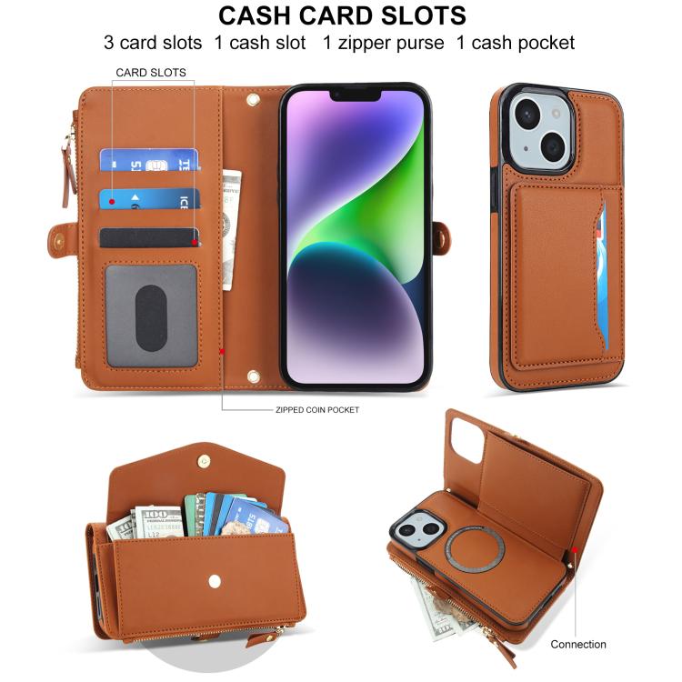 For iPhone 14 Plus Multifunctional Wallet Detachable Leather Phone Case with Lanyard