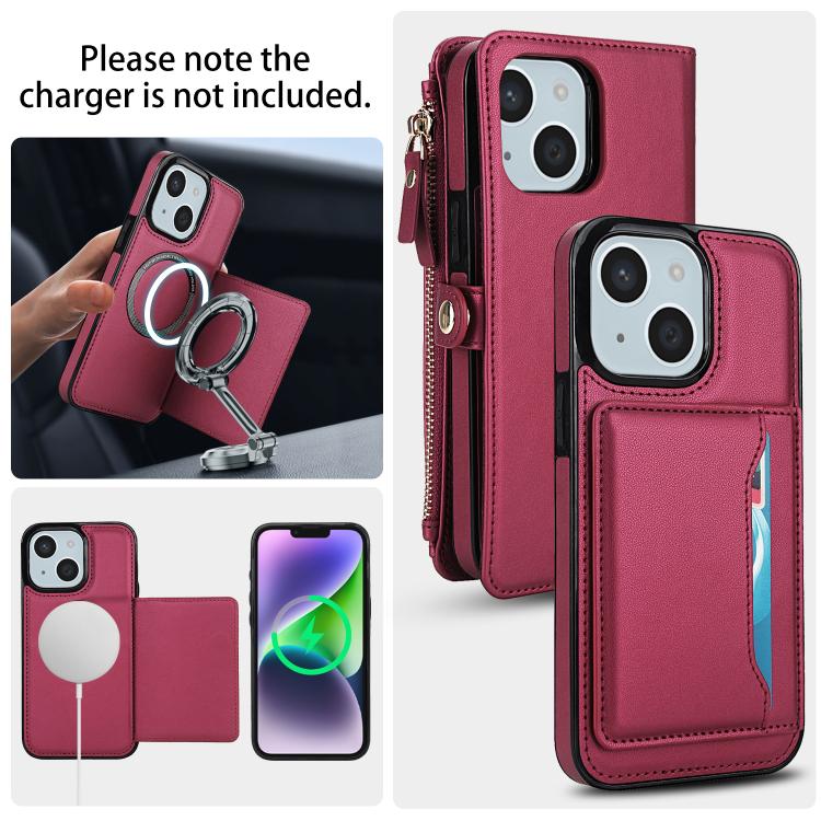 For iPhone 14 Multifunctional Wallet Detachable Leather Phone Case with Lanyard