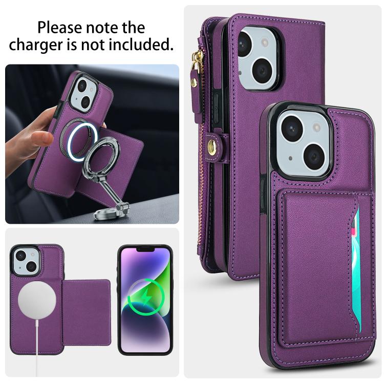 For iPhone 14 Multifunctional Wallet Detachable Leather Phone Case with Lanyard